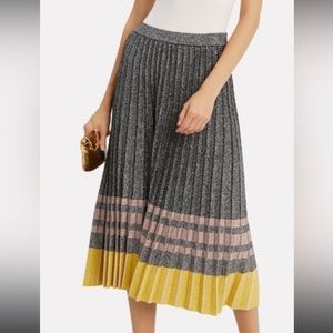 Derek Lam 10 Crosby Metallic Pleated Skirt